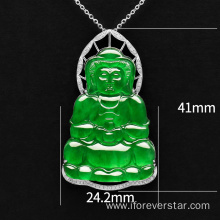 Natural jadeite diamond guanyin buddha pendant